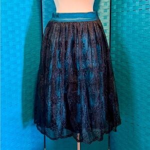 Voodoo Vixen Shannon Lace Overlay Skirt Peacock Blue New
